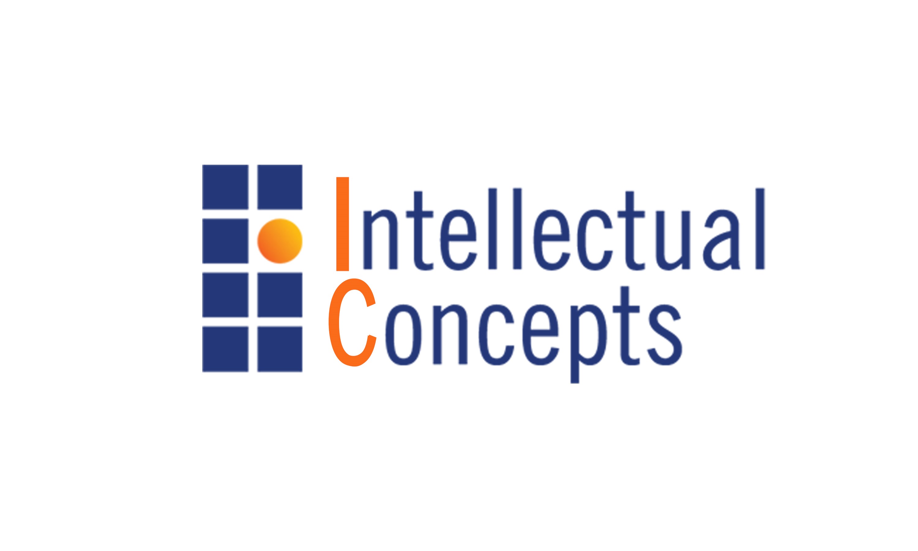 Blue squares ordered in a rectangle and to their right the words "Intellectual Concepts"
