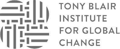 A grey flower with geometric lines within it and to its right the words "TONY BLAIR INSTITUTE FOR GLOBAL CHANGE".