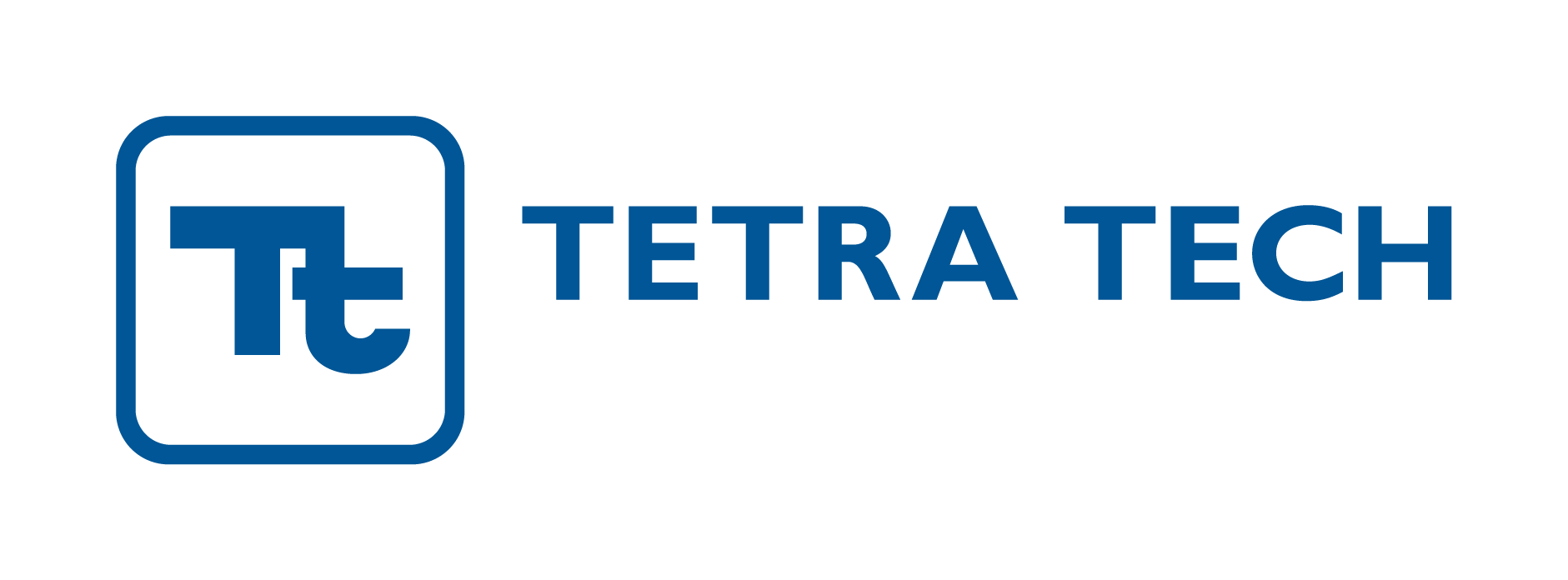The words "Tetra Tech" written in blue accompanied by a small logo consisting of one upper case T and one lower case t.