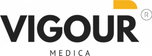 The word VIGOUR written in black, with MEDIA written much smaller below it