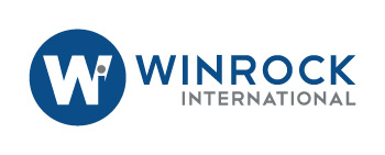 A white W with a blue circle surrounding it and to it's right the words "WINROCK" in blue and "INTERNATIONAL" in grey.