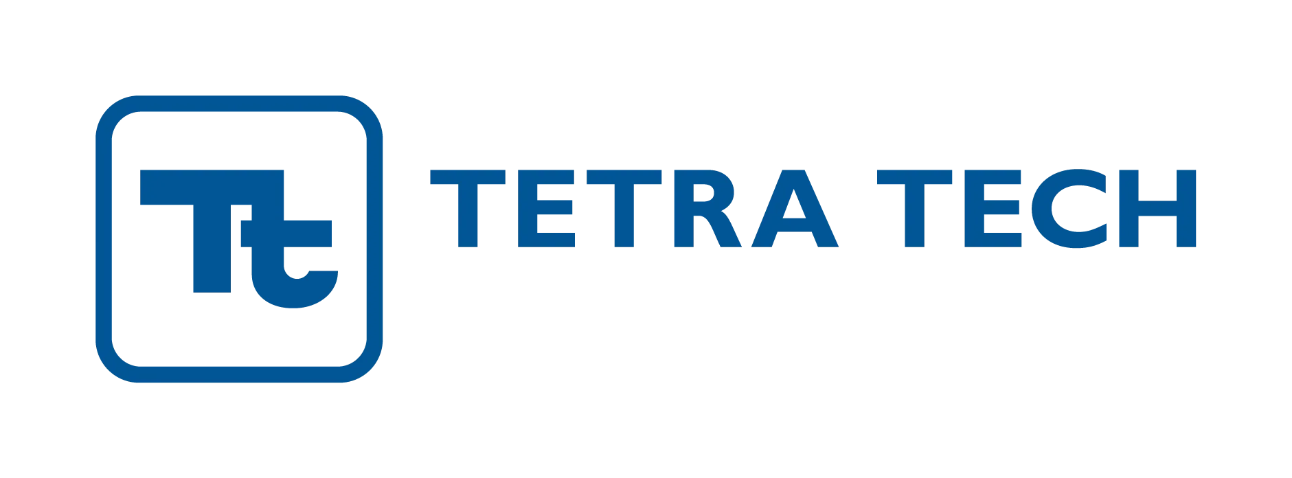 The words "Tetra Tech" written in blue accompanied by a small logo consisting of one upper case T and one lower case t.