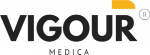 The word VIGOUR written in black, with MEDIA written much smaller below it